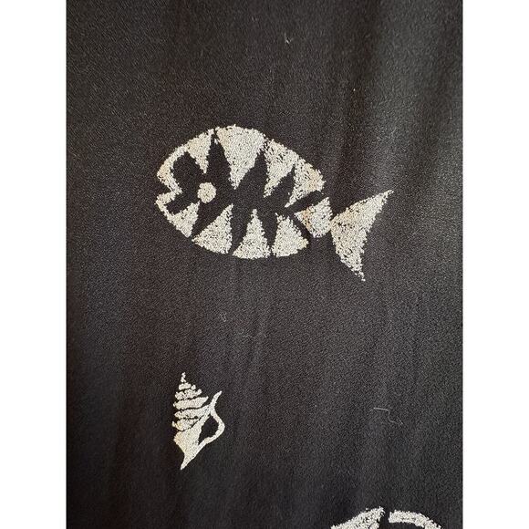 Vtg Connie Choi‎ 90’s Tropical TieBack Maxi Dress Fish Beach Retro Artsy Sz L - Picture 5 of 12